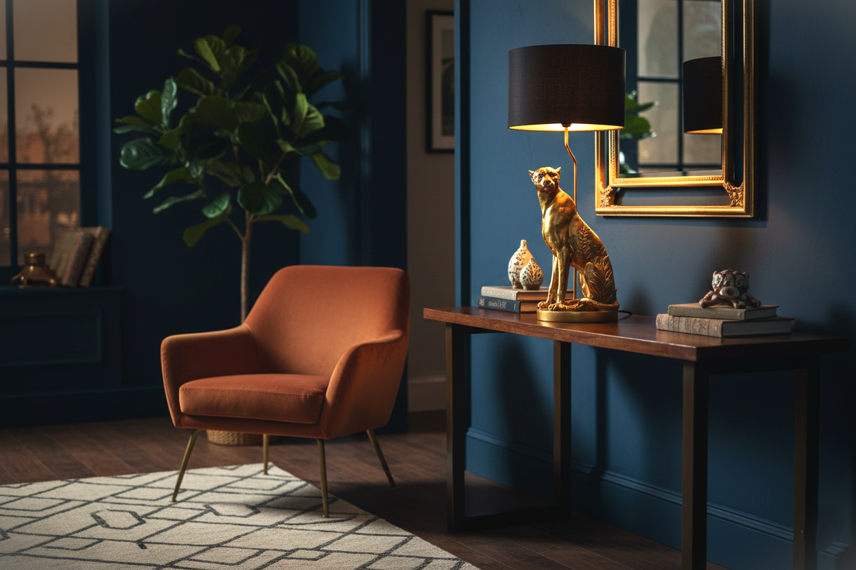 Lámpara de sobremesa Leopardo dorada y negra – Maena Home