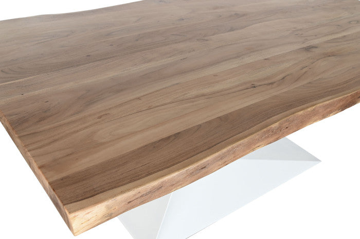 MESA COMEDOR ACACIA METAL PATA BLANCA