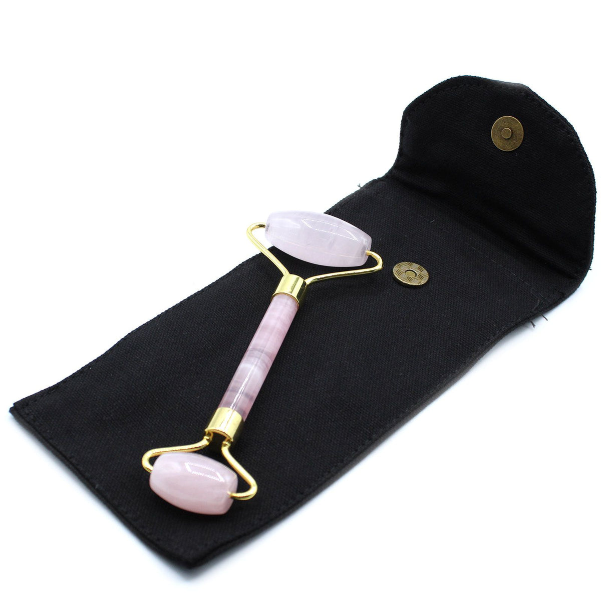 Rodillo Facial de Cuarzo Rosa - Piedra Natural para Masaje Facial