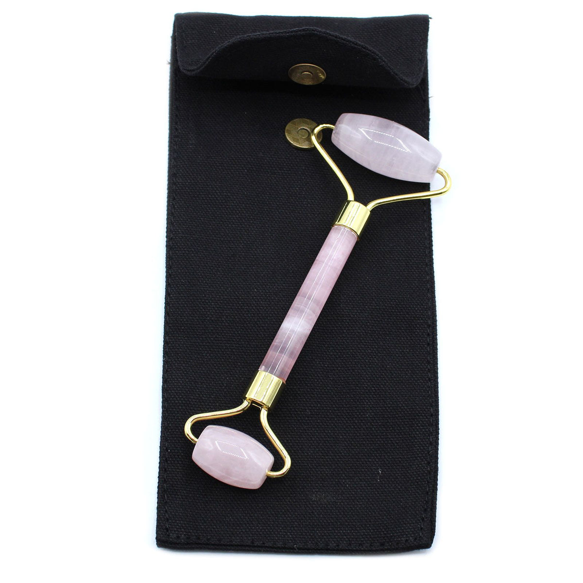 Rodillo Facial de Cuarzo Rosa - Piedra Natural para Masaje Facial