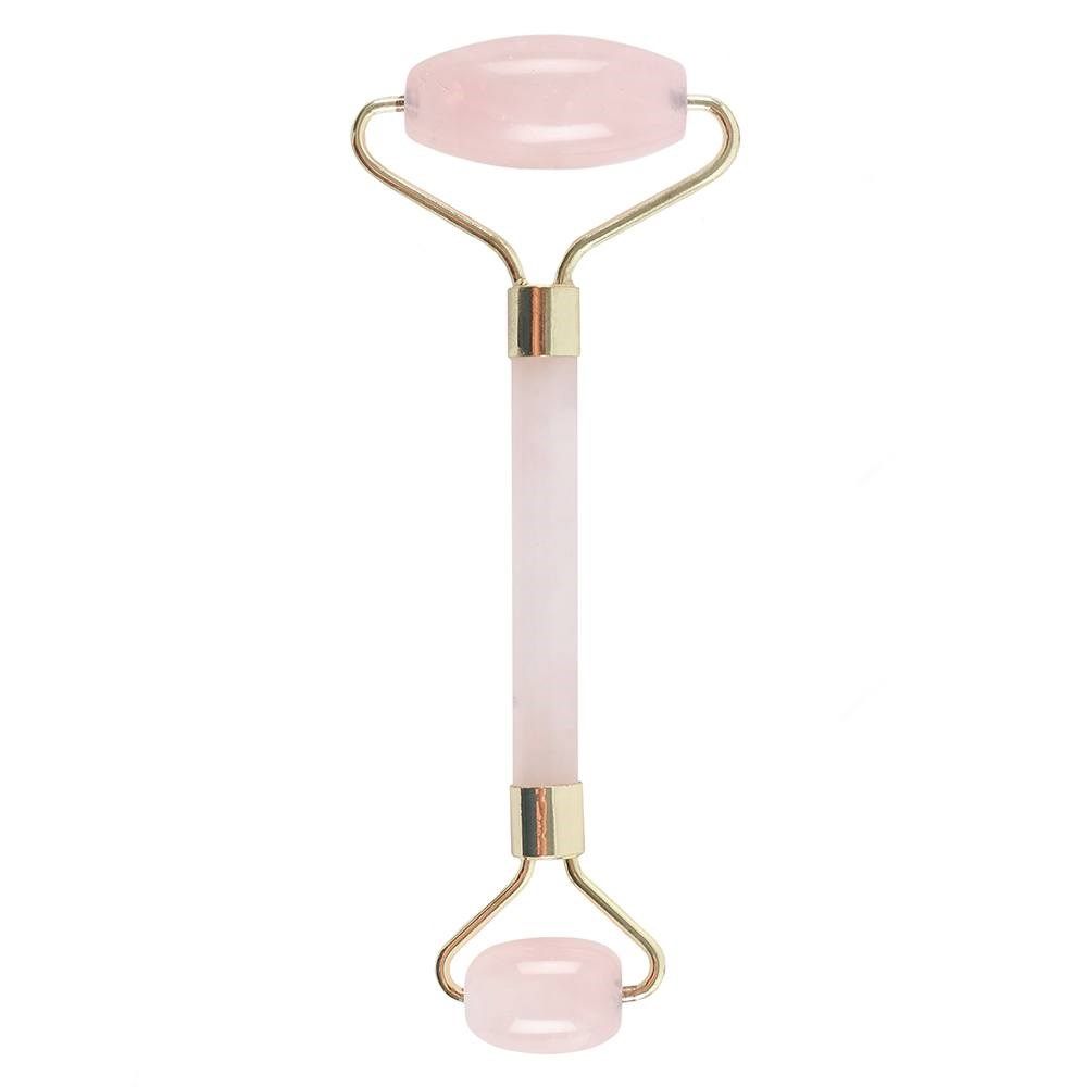 Rodillo Facial de Cuarzo Rosa - Piedra Natural para Masaje Facial