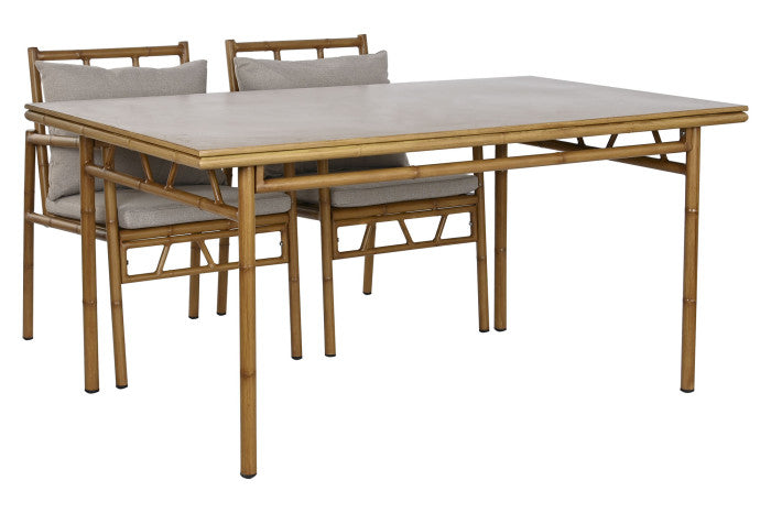 Mesa de comedor Neiva Set 5 con 4 sillas beige de aluminio y poliéster – Maena Home
