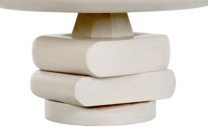 Vista lateral de la mesa centro Fukuoka, estructura sólida de madera de mango .