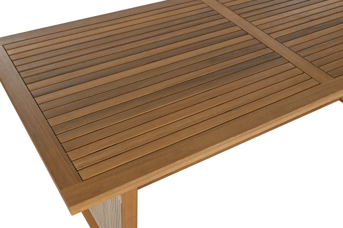 Mesa de comedor Set 9 de eucalipto con 8 sillas — acabado natural MAENA HOME