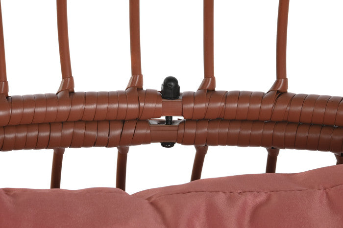 Sillón de ratán sintético rosa viejo con cojines para exterior
