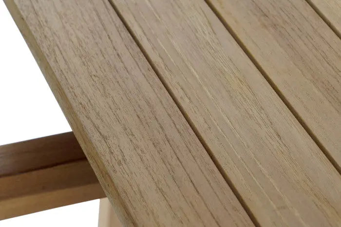 Mesa de comedor Areguá Set 5 de teca con sillas de cuerda marrón – Maena Home