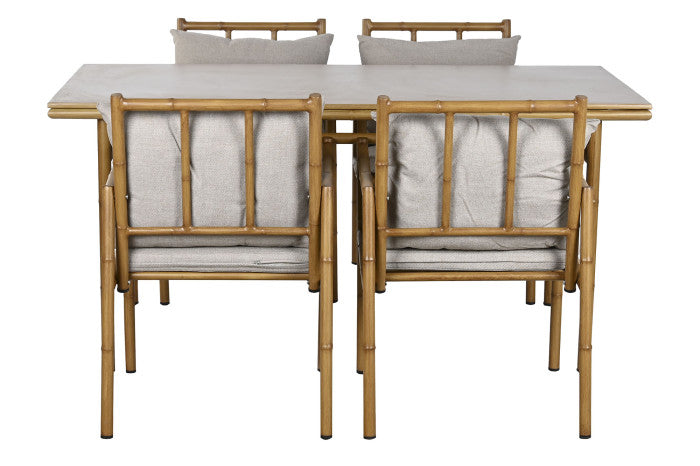 Mesa de comedor Neiva Set 5 con 4 sillas beige de aluminio y poliéster – Maena Home
