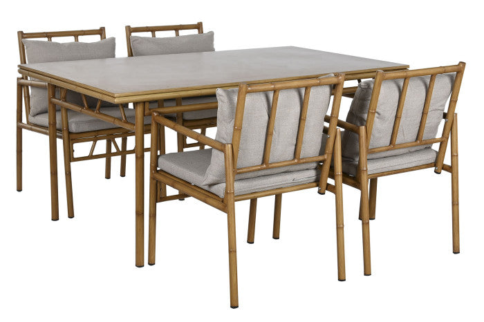 Mesa de comedor Neiva Set 5 con 4 sillas beige de aluminio y poliéster – Maena Home
