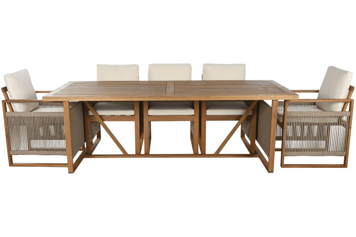 Mesa de comedor Set 9 con 8 sillas de eucalipto acabado natural – Maena Home