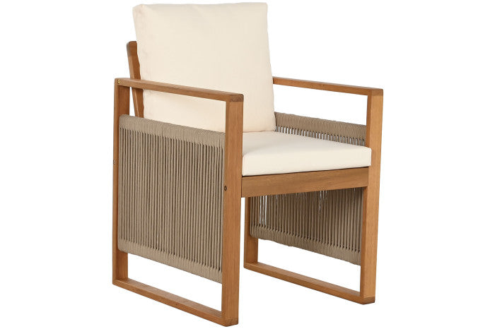 Mesa de comedor Set 9 de eucalipto con 8 sillas — acabado natural MAENA HOME