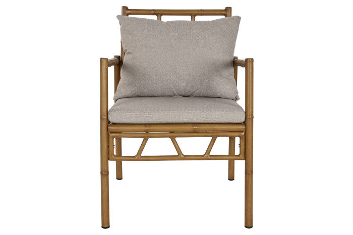 Mesa de comedor Neiva Set 5 con 4 sillas beige de aluminio y poliéster – Maena Home