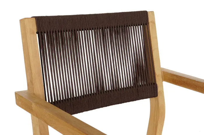 Mesa de comedor Areguá Set 5 de teca con sillas de cuerda marrón – Maena Home
