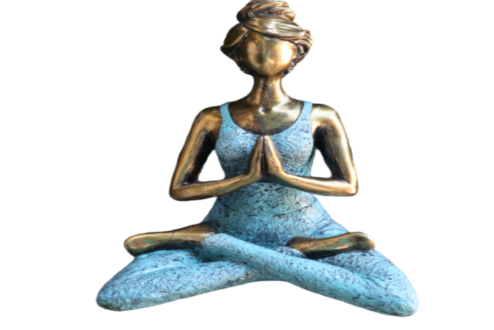 Yoga Lady Figure -  Bronze & Turqoise 24cm - MAENA HOME