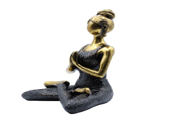 Yoga Lady Figure -  Bronze & Black 24cm - MAENA HOME