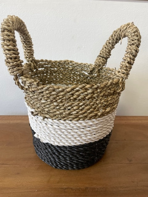 Juego de cestas de algas marinas - Gris oscuro / Blanco / Natural - MAENA HOME