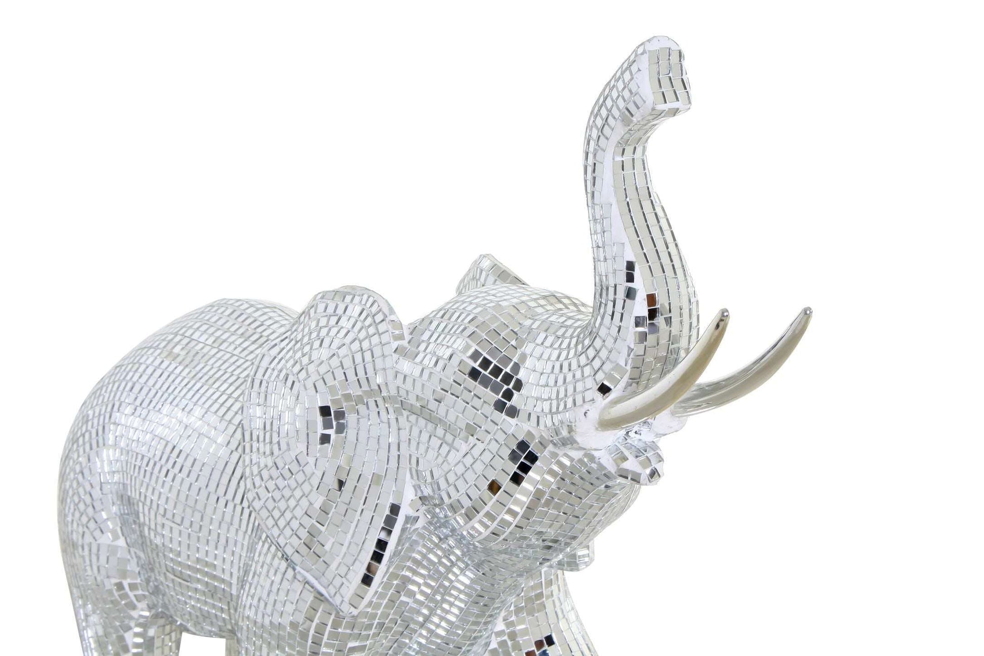 Figura resina Elefante cromado plateado