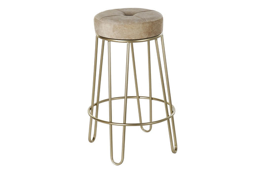 Taburete metal beige dorado